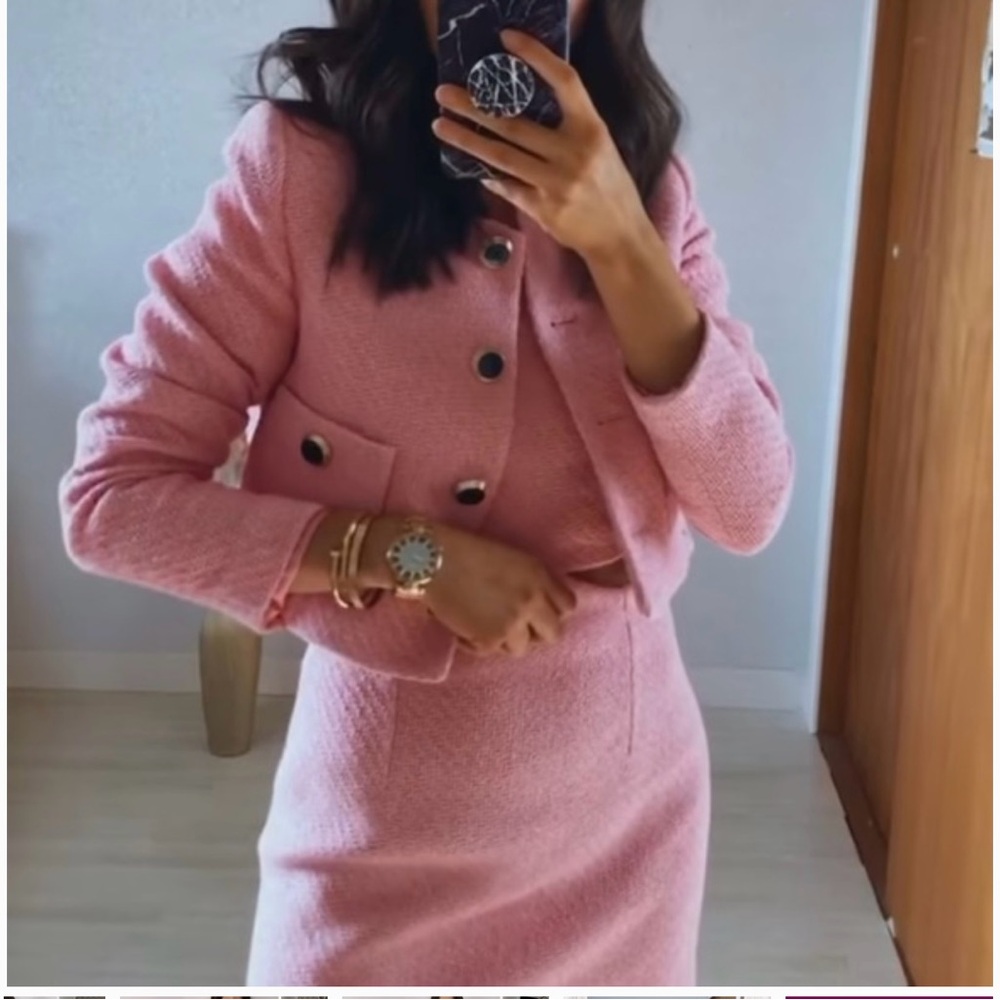 Mango Tweed Cropped Jacket